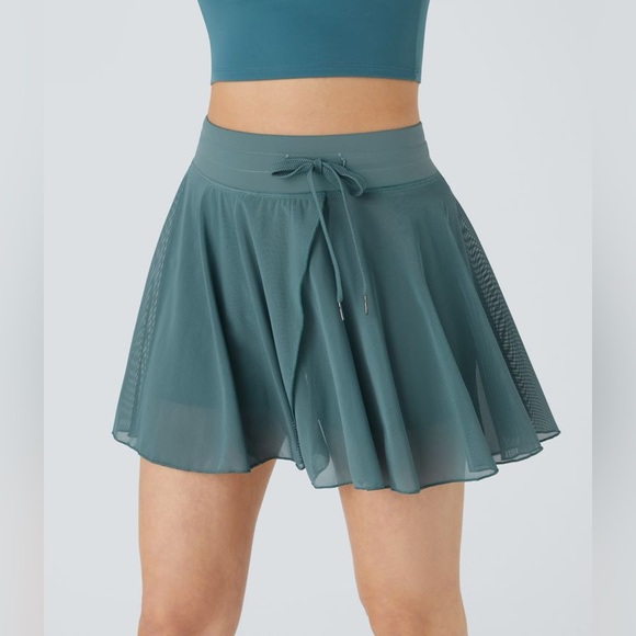 HALARA Mesh 2-in-1 Pocket Flowy Mini Skort Stone Green Teal Women’s Small - Picture 1 of 7